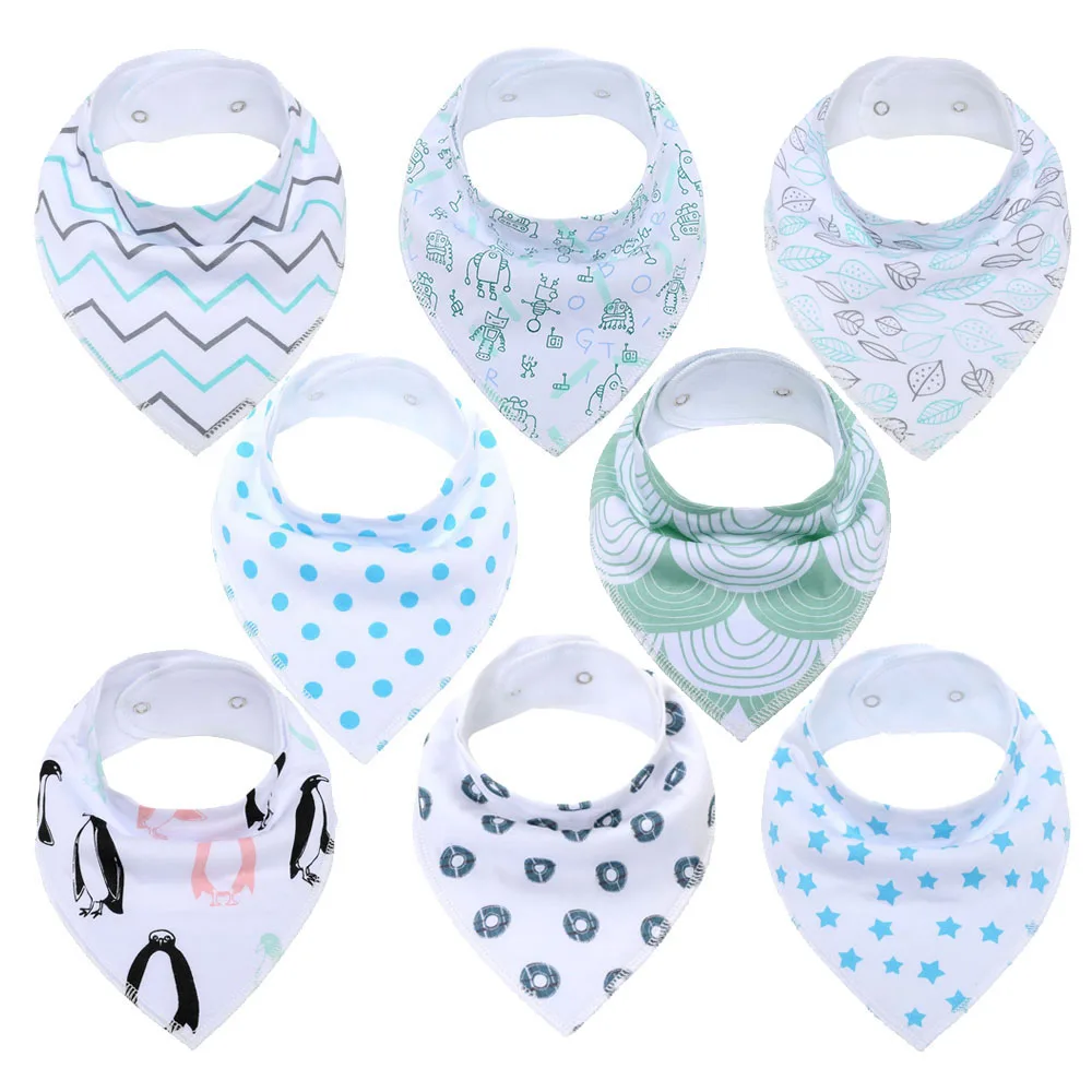 Yoowalar Baberos Bebe Bandanas, 8 Piezas Algodón Bavoirs Bandanas pour  Bébés con 2 Ajustables Botón a Presión, Suave & Absorbente Baberos Bebe  Recien Nacido para Niños y Niñas : : Bebé