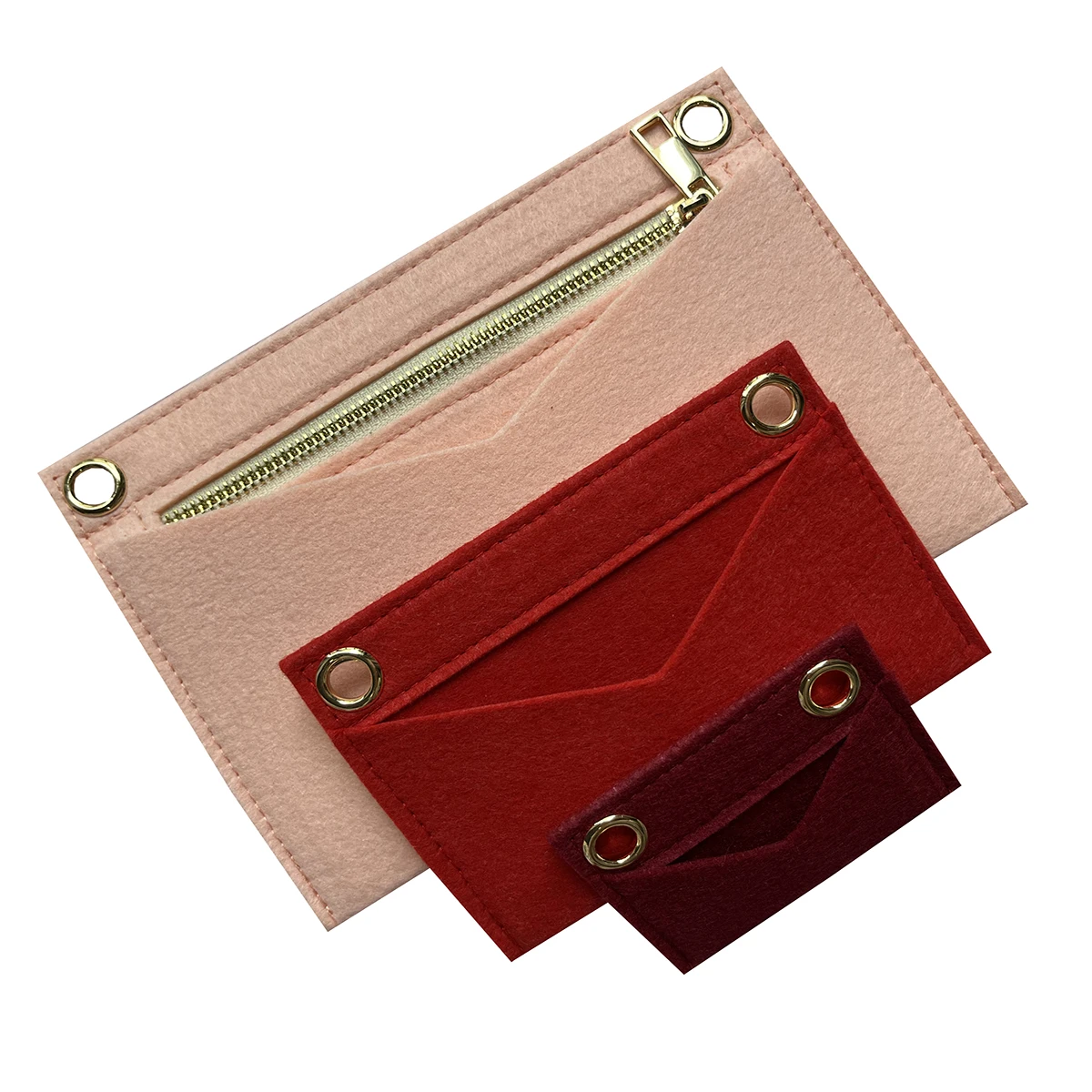Premium Felt organizer For handbag Kirigami insert of 3 with Golden chain Crossbody bag Kirigami Pochette Envelope Bag Insert