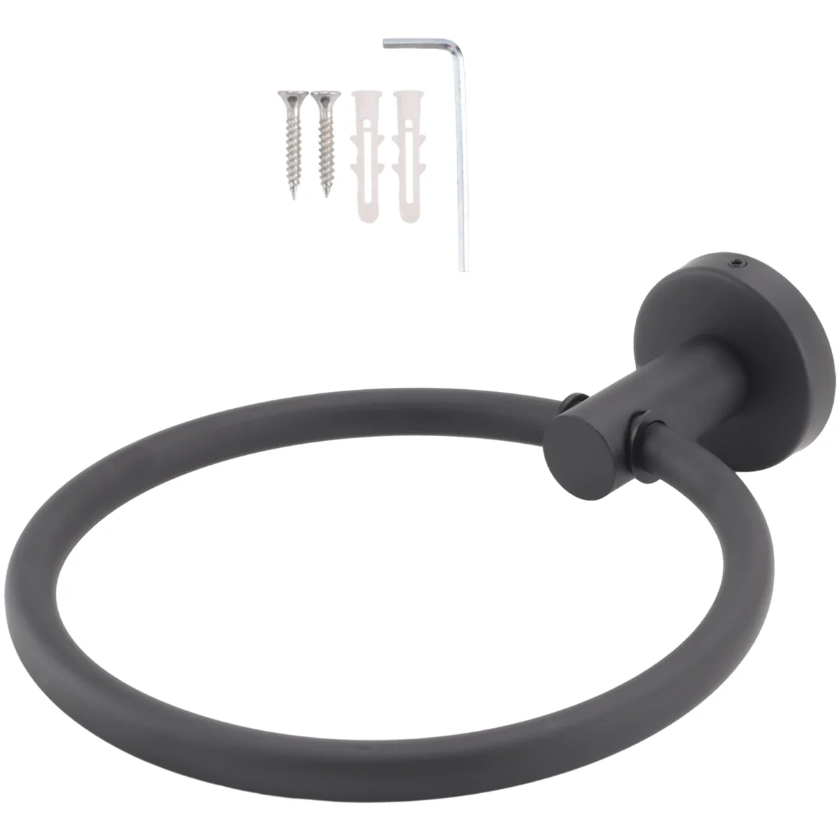 Towel Ring for Bathroom, Hand Towel Holder Round Hanger Wall Mount 304 Stainless Steel Brushed Finish(Black)