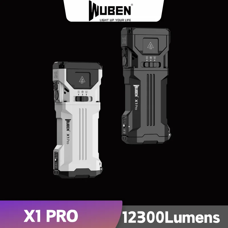 WUBEN X1 PRO EDC High-Intensity EDC Flashlight 12300Lumens USB-C Rechargebale With 2*Battery Bicycle Spotlight Floodlight