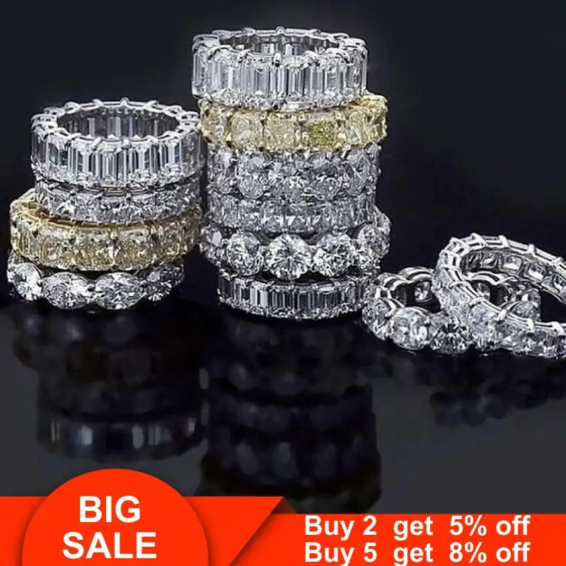 Eternity Promise ring 925 sterling silver Zircon Engagement Wedding Band Rings for women Men Finger Party Jewelry silver ring,wedding rings,silver rings