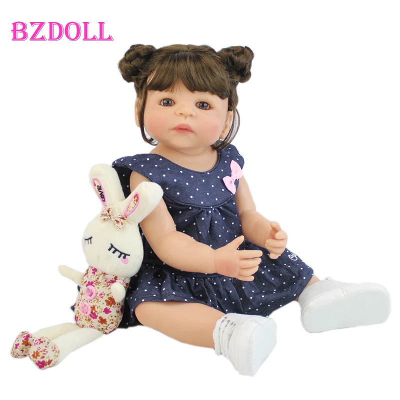 BZDOLL 55cm Full Silicone Vinyl Body Reborn Girl 22inch Lifelike Baby Newborn Doll Princess Toddler Toy Bonecas Waterproof