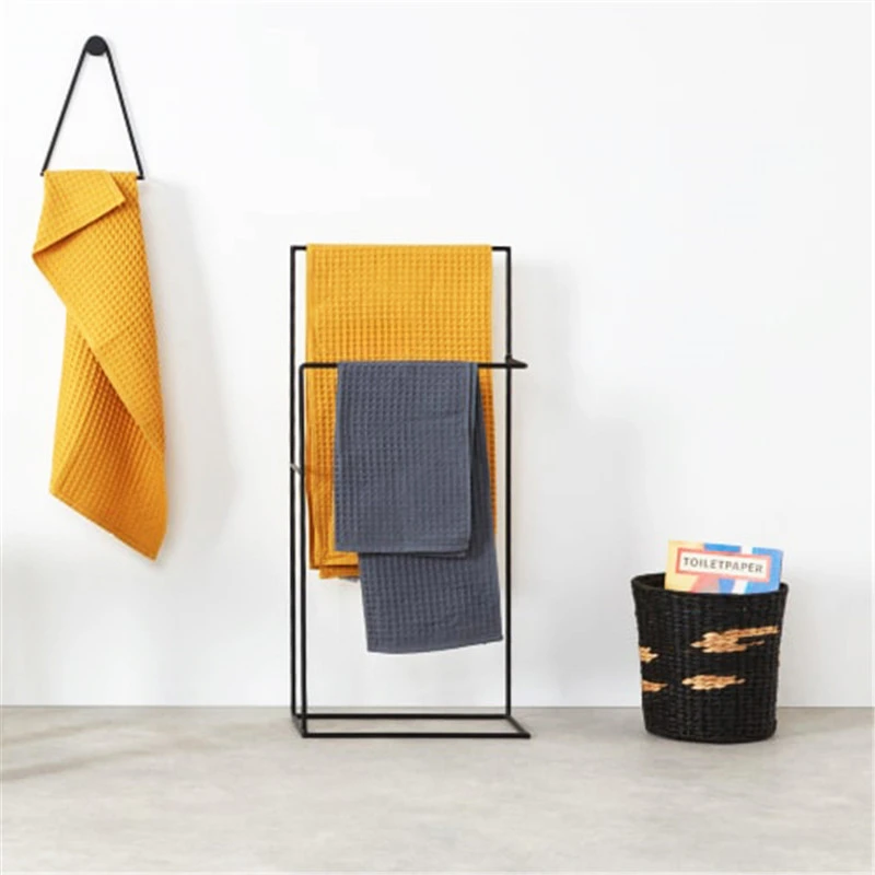 

Nordic Towel Rack for Bathroom Floor-mounted Bath Towel Rack Shelf Toilet Bathroom Hanger Free Punching Small Hanger for Bedroom