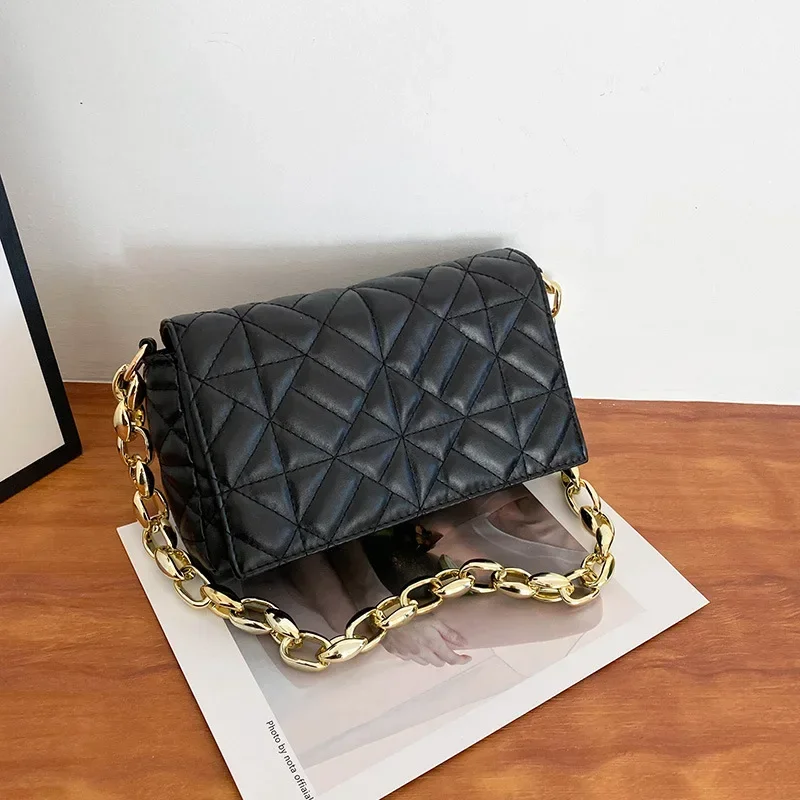 

GCB05 Fashion Plaid Shoulder Bag Plastic Chain Casual Crossbody Bags For Women Flap Handbags For Daily Used