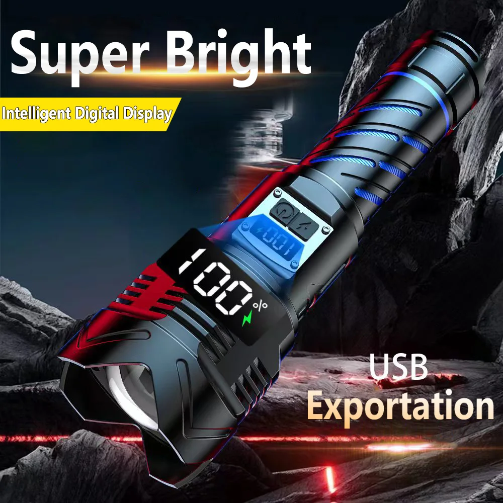 

White Laser Flashlight Super Bright Charging Long Endurance Zoom Outdoor Long Shot Aluminum Alloy Multi-Function Digital Display