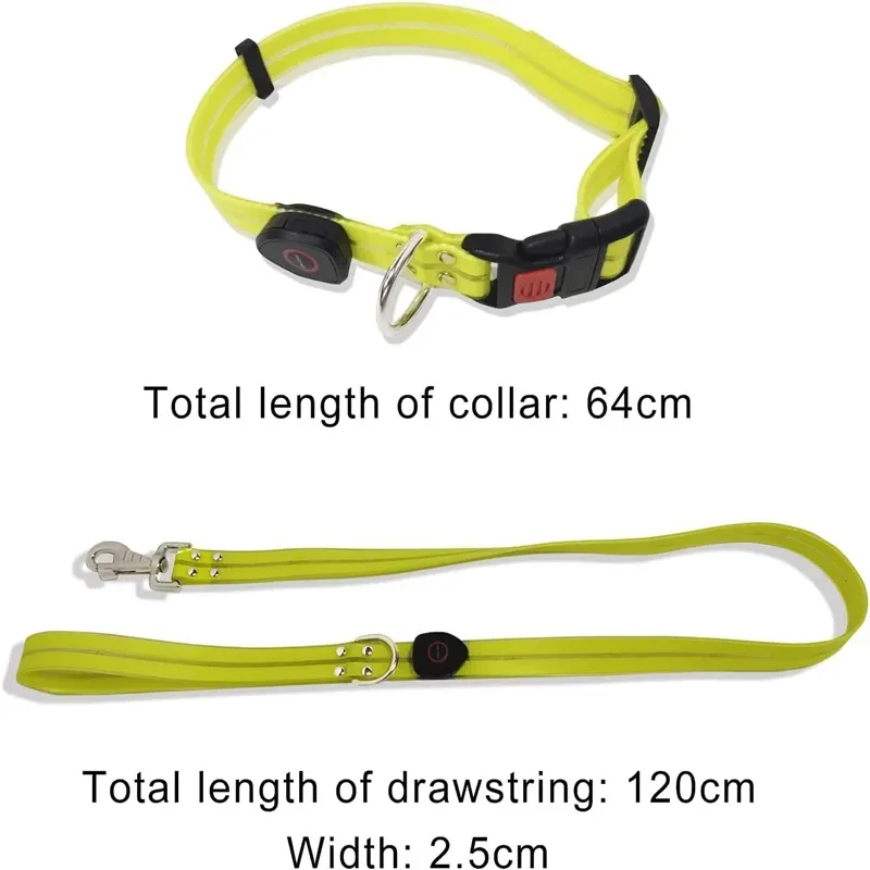 Led Light Up Dog Leash Walking Safety Glow in The Dark USB Rechargeable Adjustable Dog Leash Dog Collar Pet Collar Large Medium Small Pet