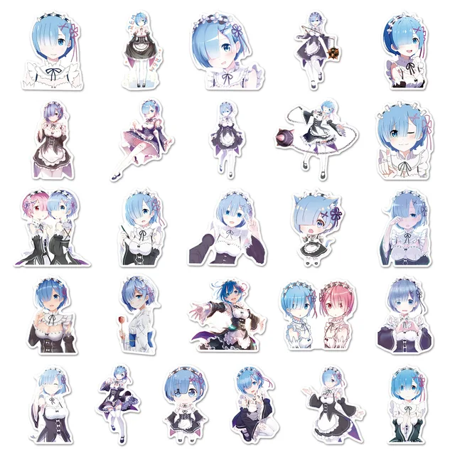 10/30/51PCS Re:Life in a different world from zero Stickers Rem Cartoon Sticker Laptop Phone Guitar Car Bike Skateboard Decals 6