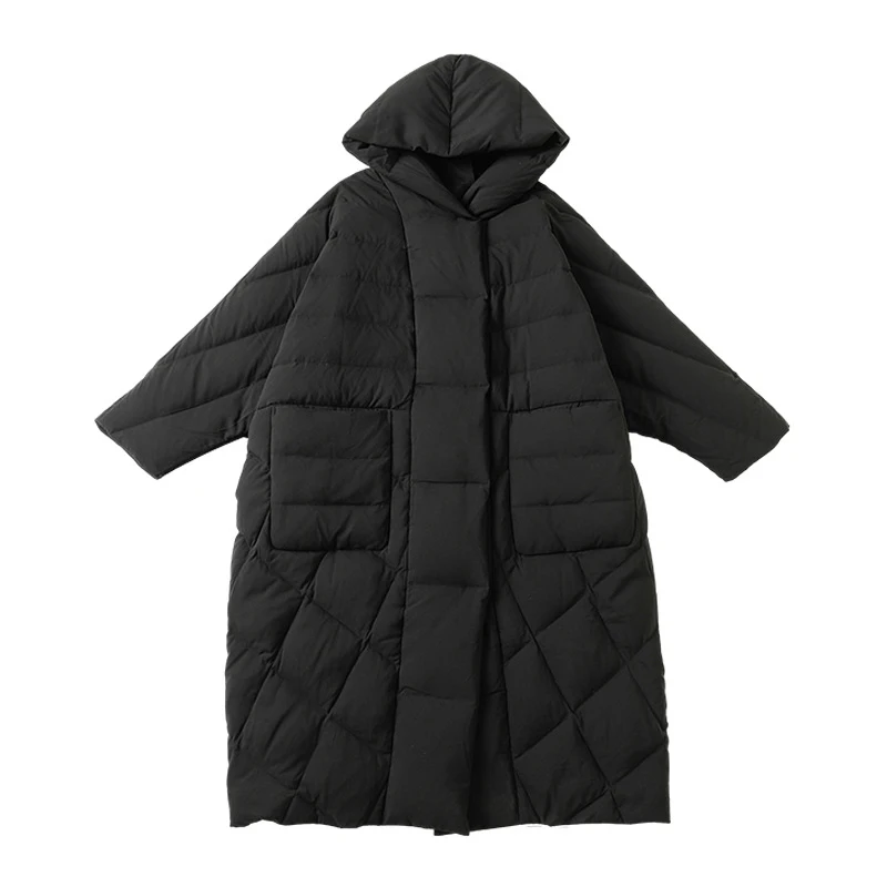 Luxury Oversized Long puffer jacket Women new Winter Black Elegant