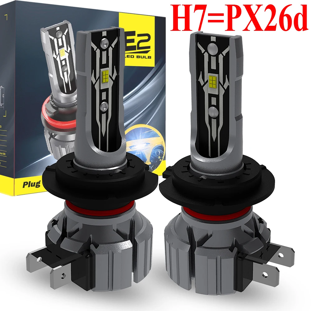 2개 H7 PX26d LED 자동차 라이트 캔버스 오류 없음 헤드라이트 자동차 터보 다이오드 전구 12V 강력한 백색 모토 안개등 어댑터 불필요