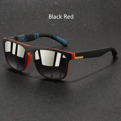 Vintage Square Luxury Sunglasses - Unisex Retro Eyewear with UV400 Anti - Glare Protection (Black Red)
