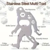 1pc Stainless Steel Monkey & Sasquatch Survival Tool Card Keychain - Durable, Multifunctional, Rust-Resistant - Perfect for Outd 2