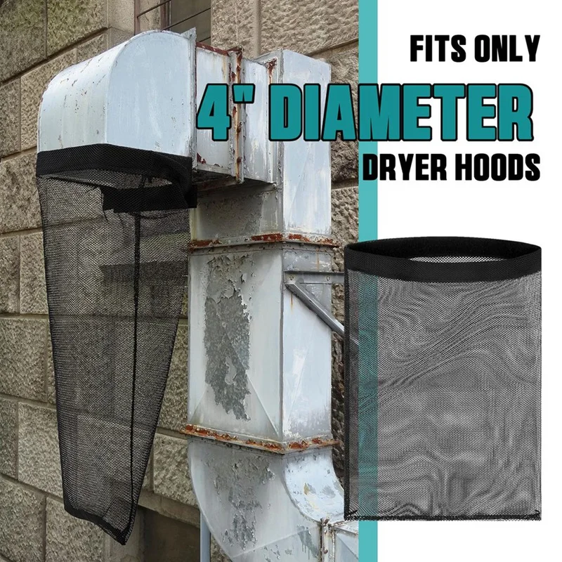 6 Pcs Black Dust Lint Bag For Vent Exterior Dryer Lint Trap Dryer Cover For Outdoor Outside Capturing House Vent Black