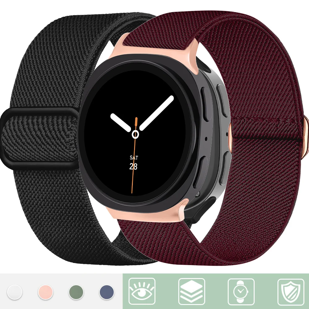 Elastic Nylon Scrunchie Strap for Smartwatches - Vibrant Bracelet Band