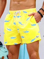 Summer New Men's Shorts Swimming Pants Drawstring Retro Fashion Print Holiday Beach Holiday Hawaiian Micro Elastic Shorts 2