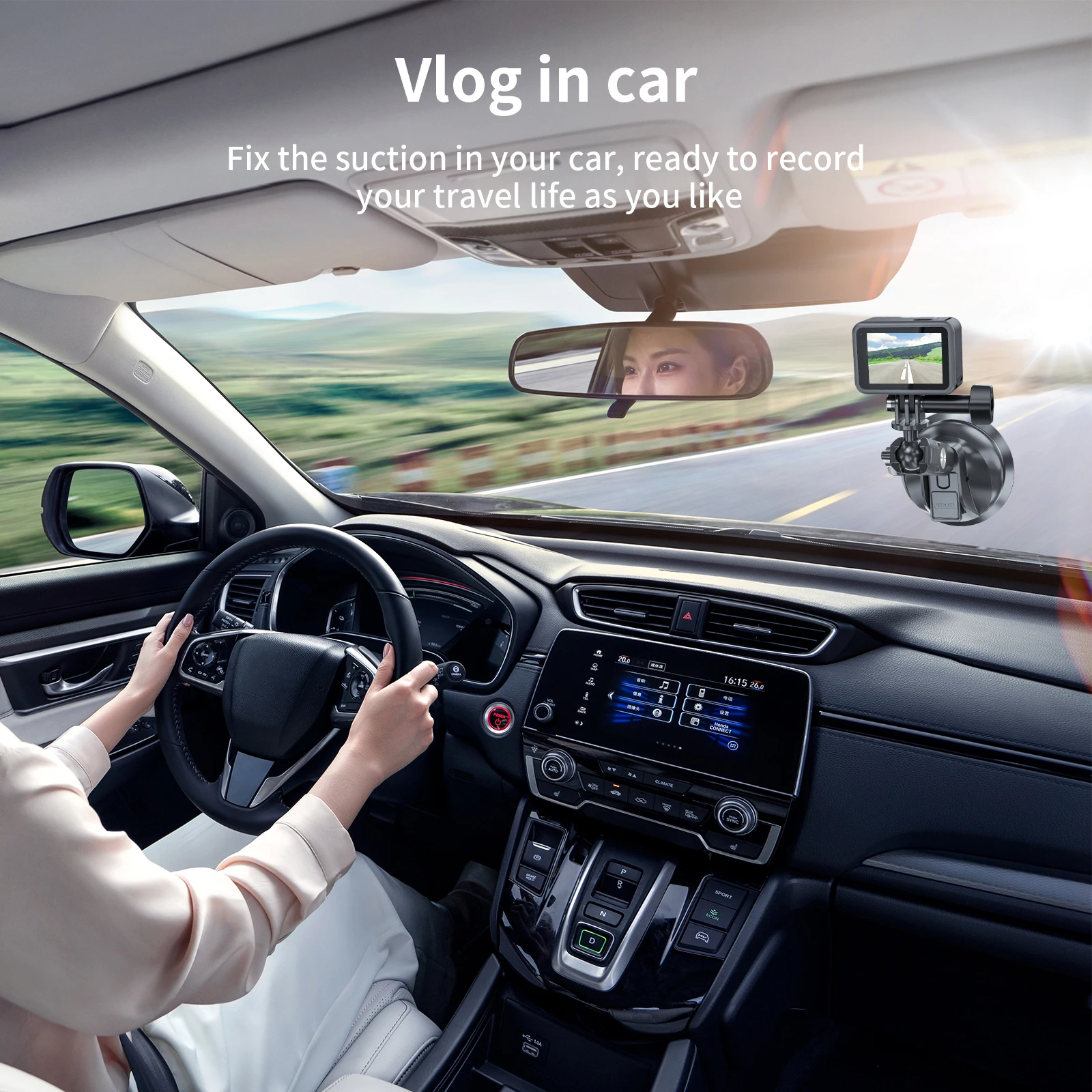 TELESIN 자동차 전화 액션 카메라 홀더 흡입 컵 360 GoPro Insta360 DJI 액션 스마트 폰용 조정 가능한 1/4 표준 어댑터