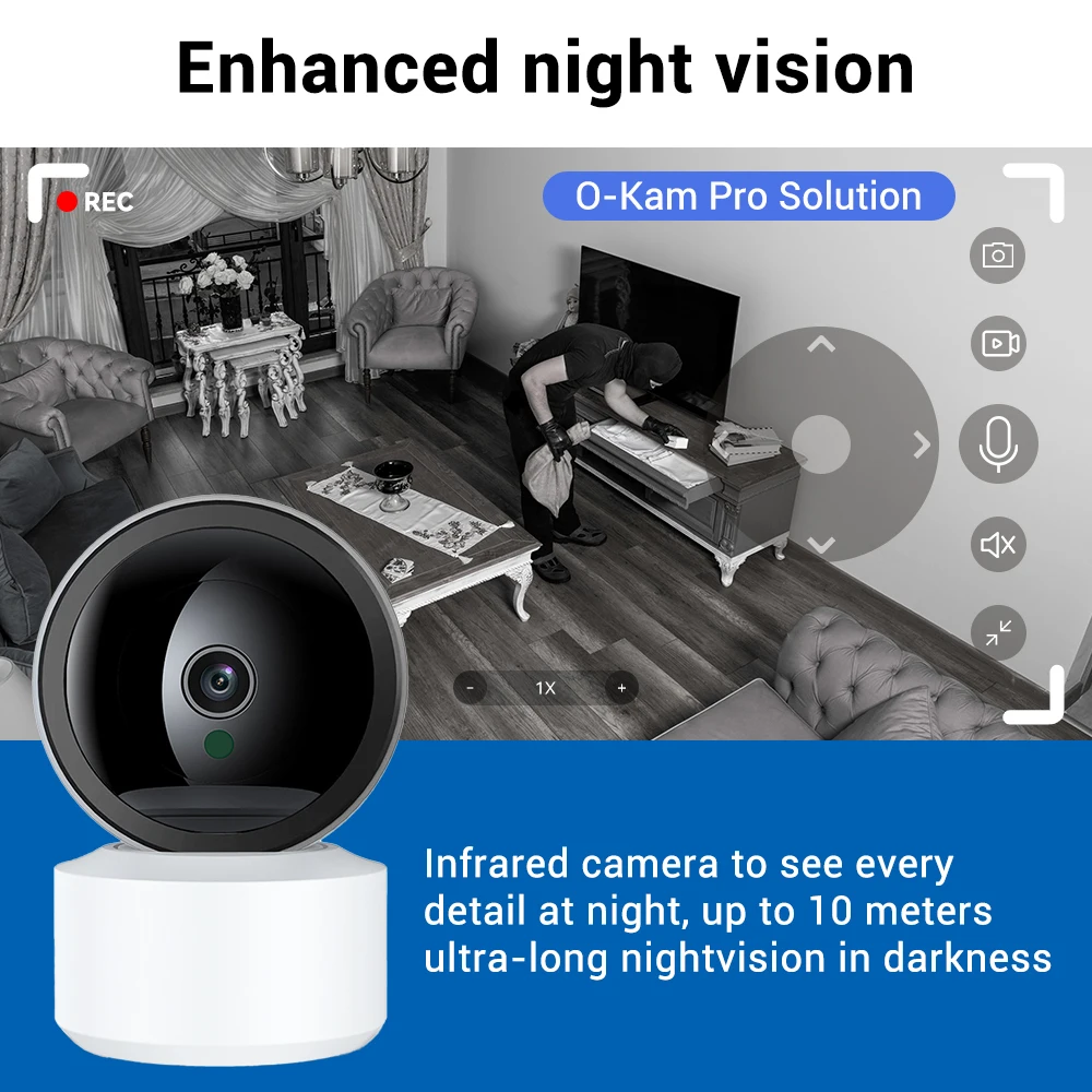 PEGATAH 5MP Wifi Indoor Smart Security Camera for Baby Monitor Dog Camera 4.0X Zoom Ultra Long IR Vision Distance O-Kam APP