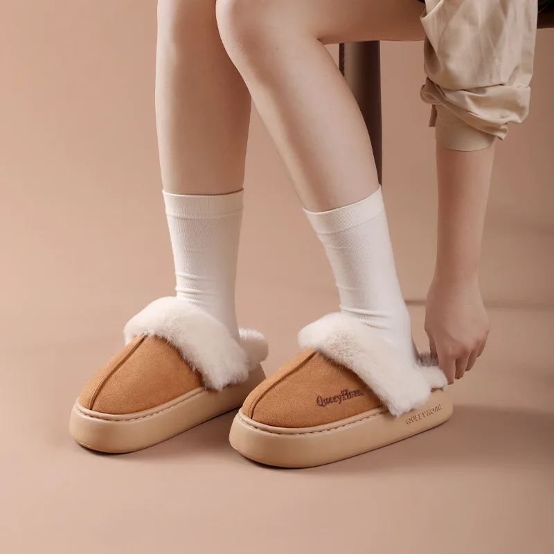 Comwarm Winter Women Cotton Slippers Thick Sole Warm Plush Women Slides Fashion Fuzzy Female Platform Shoes Fluffy House Slipper 3
