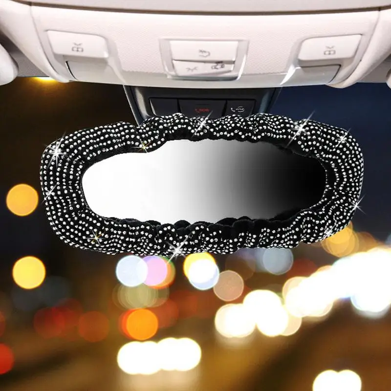 Decorative Rearview Glass Accessories Crystal Rhinestone Rearview Glass Cover Glitter Decoration Automotive
