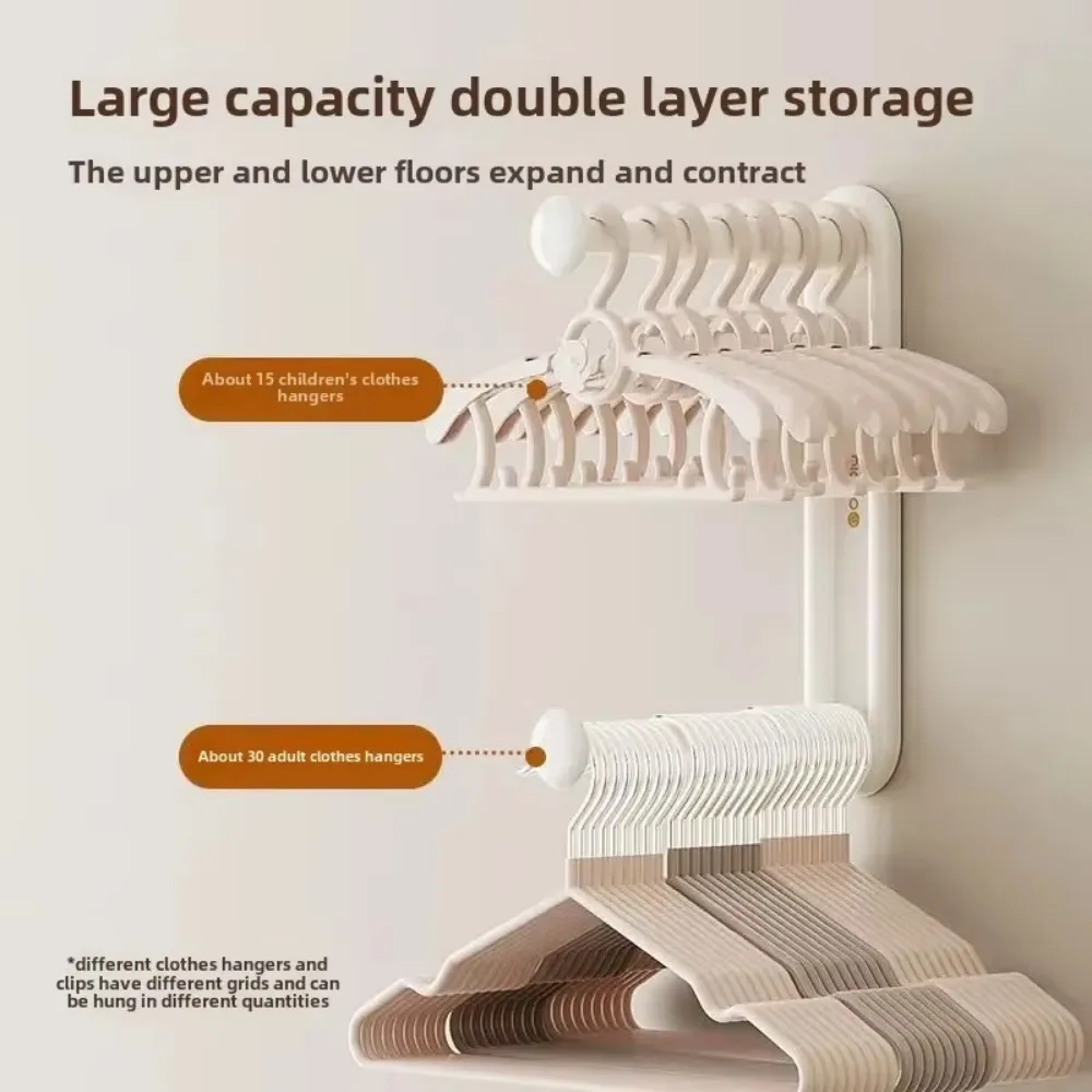 retractable clothes hanger multipurpose wall-mounted storage holder space saving with expandable Rod Clothing Hanger and Hooks 5