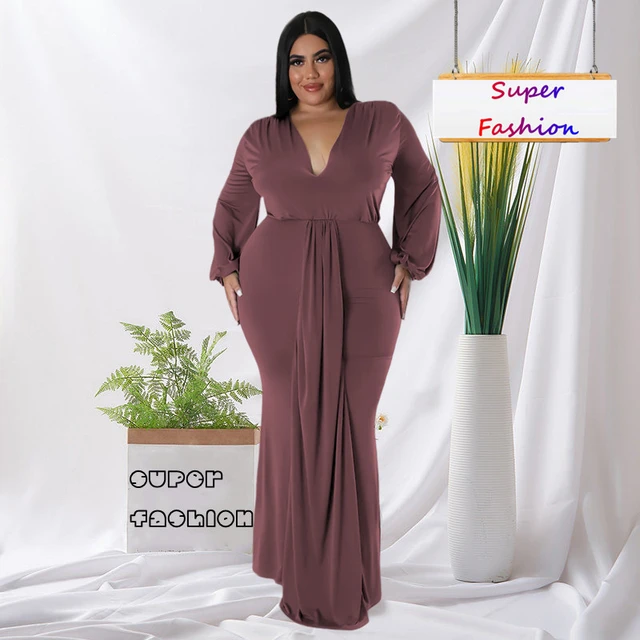 L-4XL Solid Long Sleeve V Neck Irregular Elegant Plus Size Dresses for Women  2022 Sexy Prom Clothing Fall Outfits Dropshipping - AliExpress