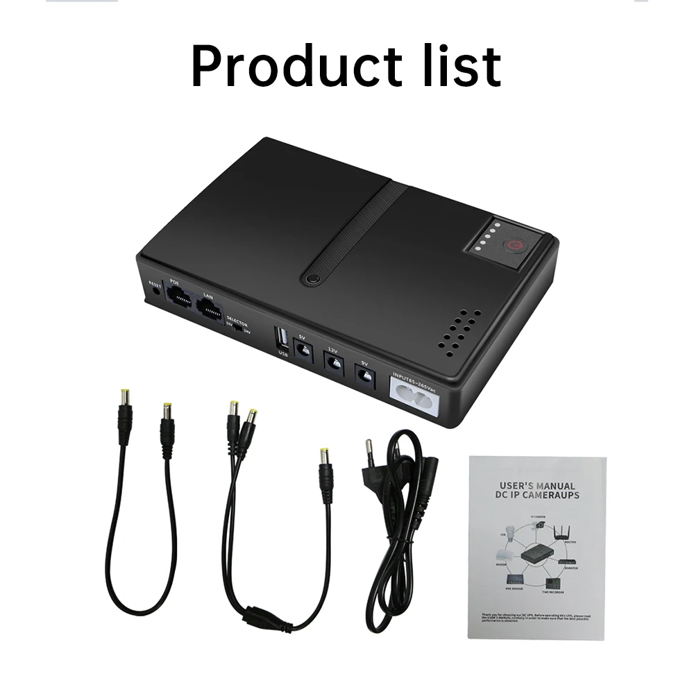 1036P 30W mini DC uninterruptible power supply UPS battery backup 9v 12v USB router optical modem supply POE Mobile power bank