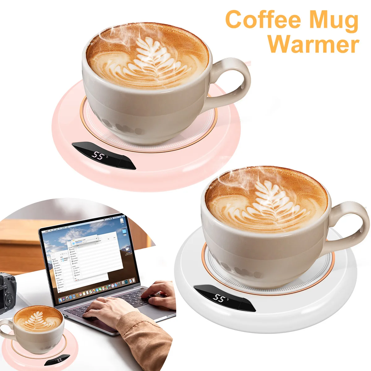 

2Pcs Electric Coffee Mug Warmer Automatic Shut Off Coffee Cup Warmer 3 Adjustable Temperature Beverage Warmer USB Powered Smart