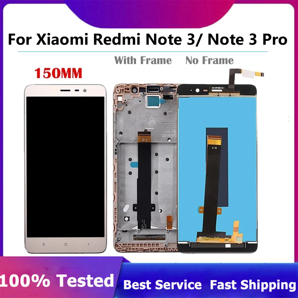 

150 мм Новый ЖК-дисплей для Xiaomi Redmi Note 3 сенсорный экран ЖК-дисплей с рамкой дигитайзер панель планшет аксессуар для Redmi Note3