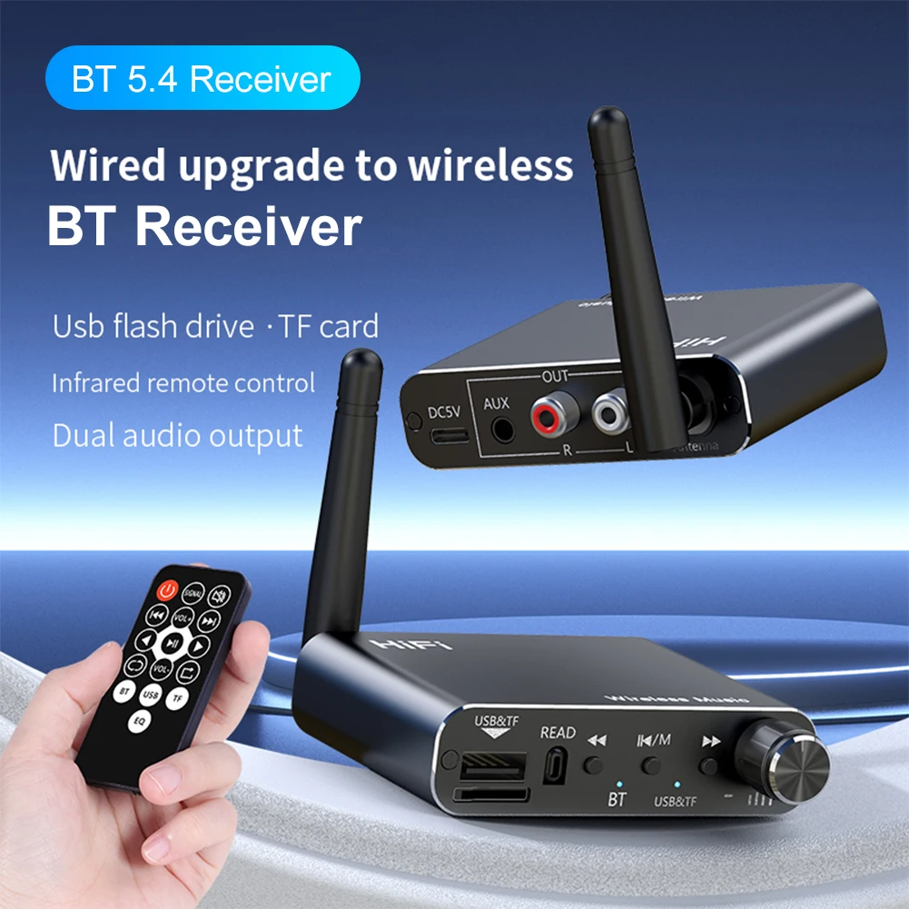 Bluetooth-Compatible 5.4 Audio Receiver Support U-Disk Playback TF Card Wireless Audio Adapter Music Receiver for TV Car Speaker