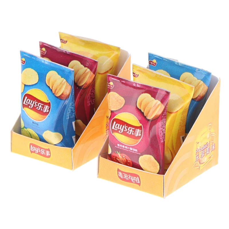 

1Set 1:12 Dollhouse Mini Potato Chips Model With Back Box Kitchen Food Accessories For Doll House Decor Kids Toys Gift