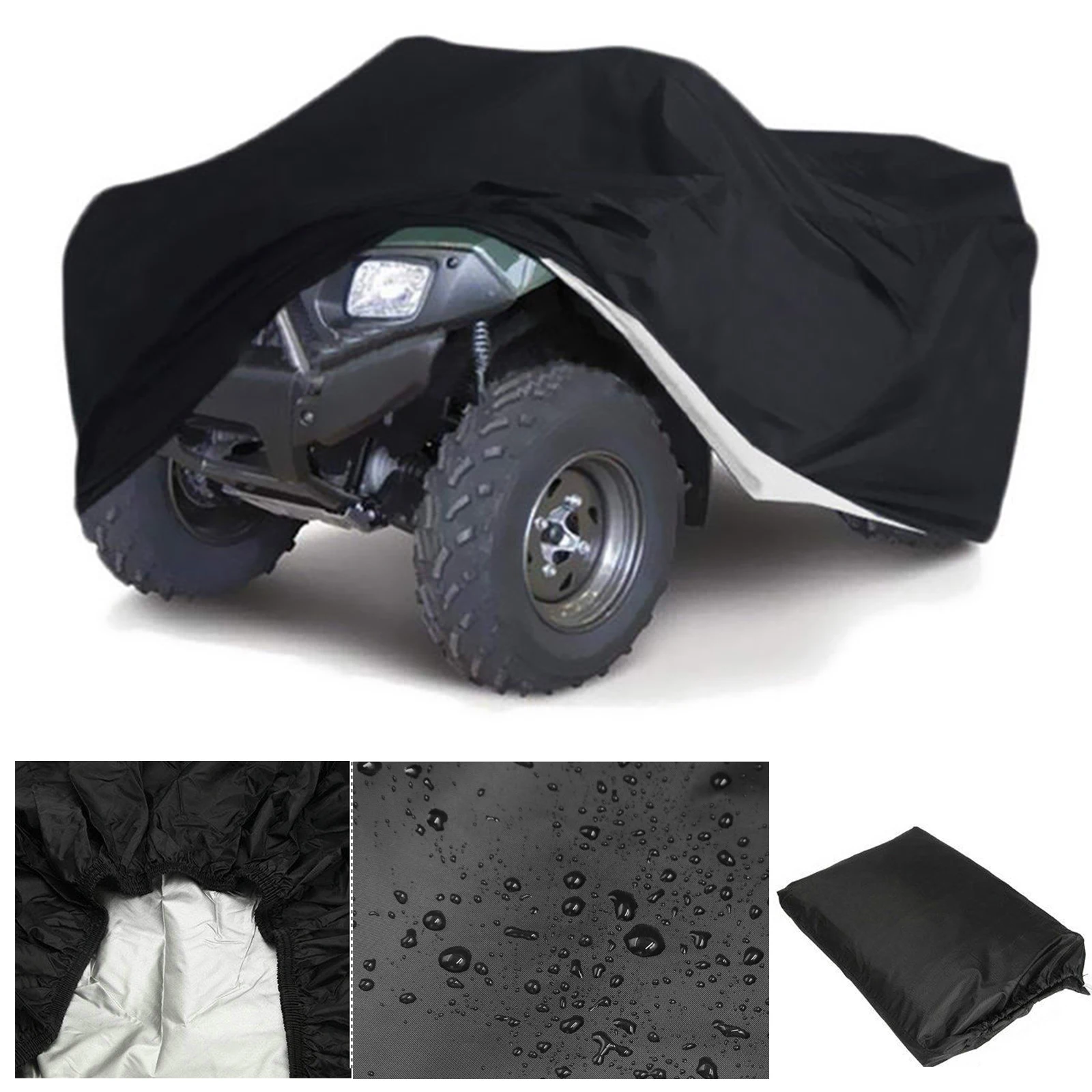 Quad Bike ATV Motorcycle Cover Black 190T Waterproof Resistant Dustproof Anti-UV  Motorbike Car ATV Cover M-XXXL Cover yimatzu atv motorcycle engine parts air cleanehose clamp for buyang feishen fa d300 h300 xy260 atv quad bike