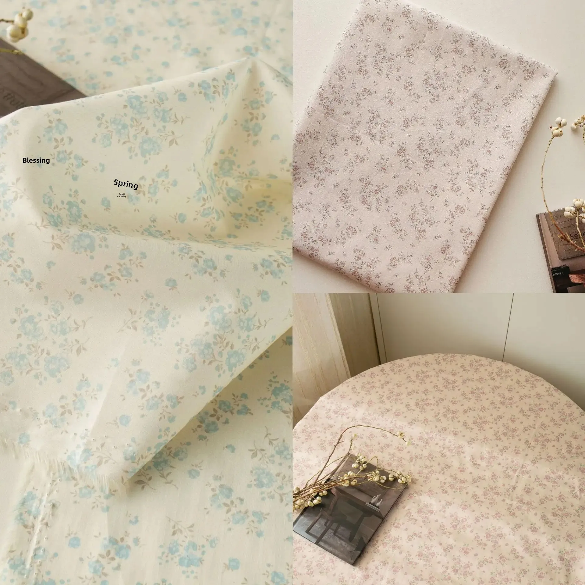 Pure Cotton Digital Printing Fabric 40 Thread Count Korean Style Fresh Floral Pattern Women's Children's Clothing Home Wear
