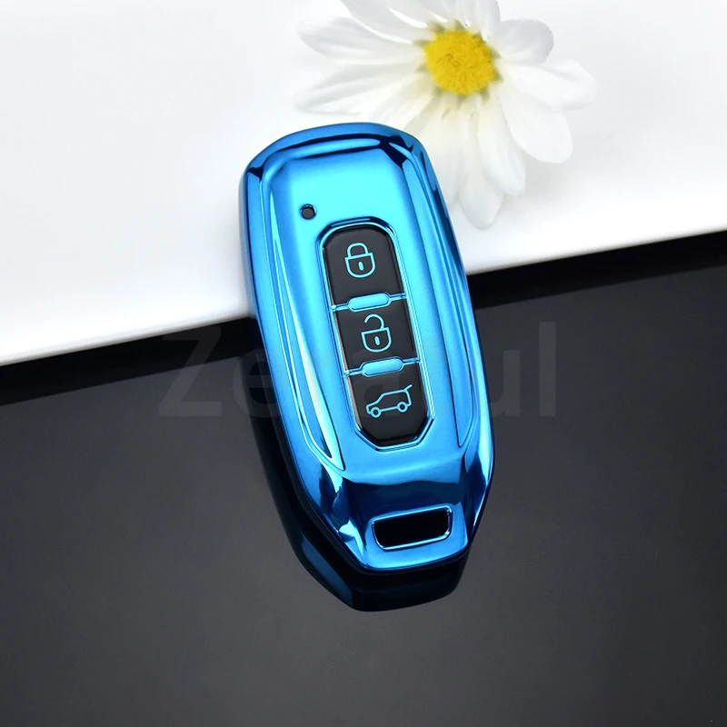 Key Case Cover, Car Key Shell For Ford Territory EV Auto Smart Key Cover Case Bag Holder 3 Buttons Soft TPU Car Key Shell Fob Protector Accessories