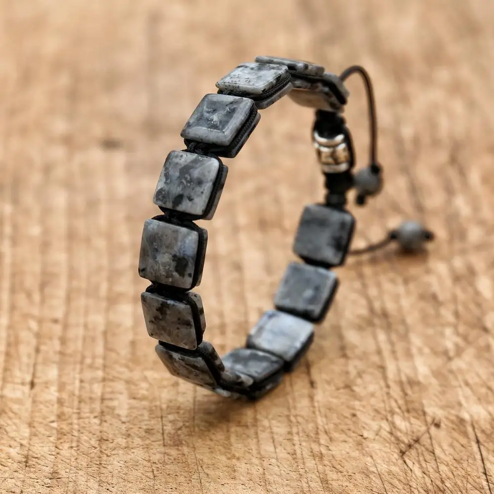 10MM Square Labradorite Natural Stone Braided Bracelet bangle bracelet stone bracelet Bohemia Punk Macrame Man Women Friendship Charm Bracelet Bangle Jewelry
