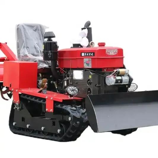 

New multifunctional agricultural tracked micro tiller with walking tractor and supporting field rotary tiller