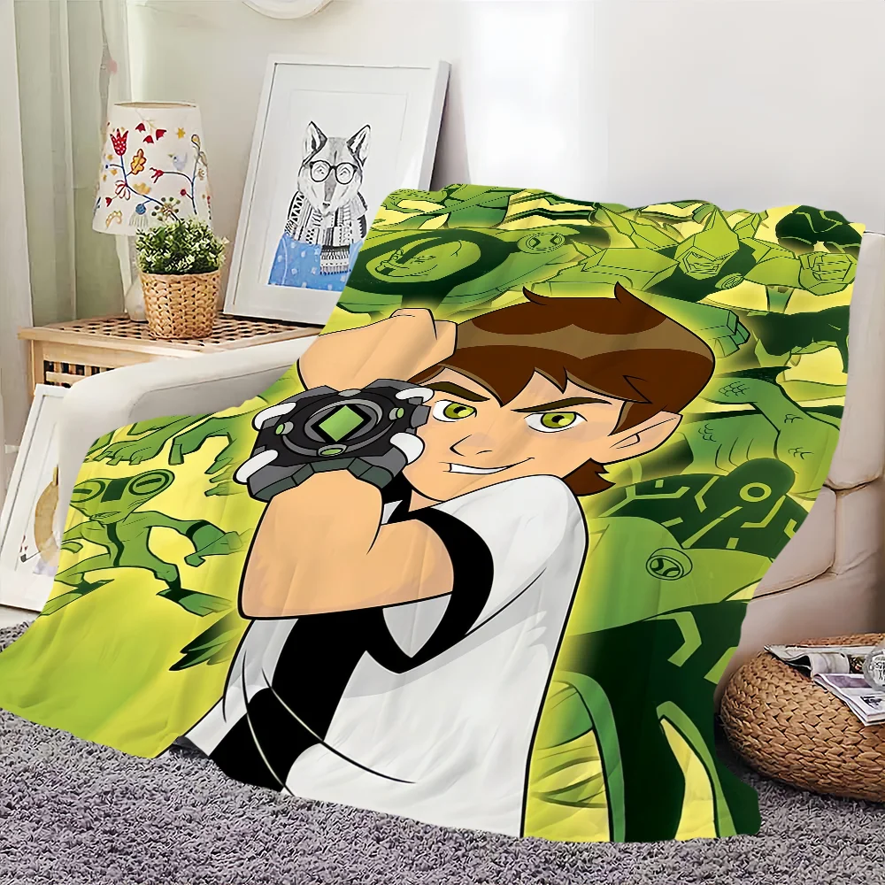 Cartoon B-Ben 10 Green Blanket Skin friendly comfort warm soft plush blanket suitable sofa living room office bedroom 3