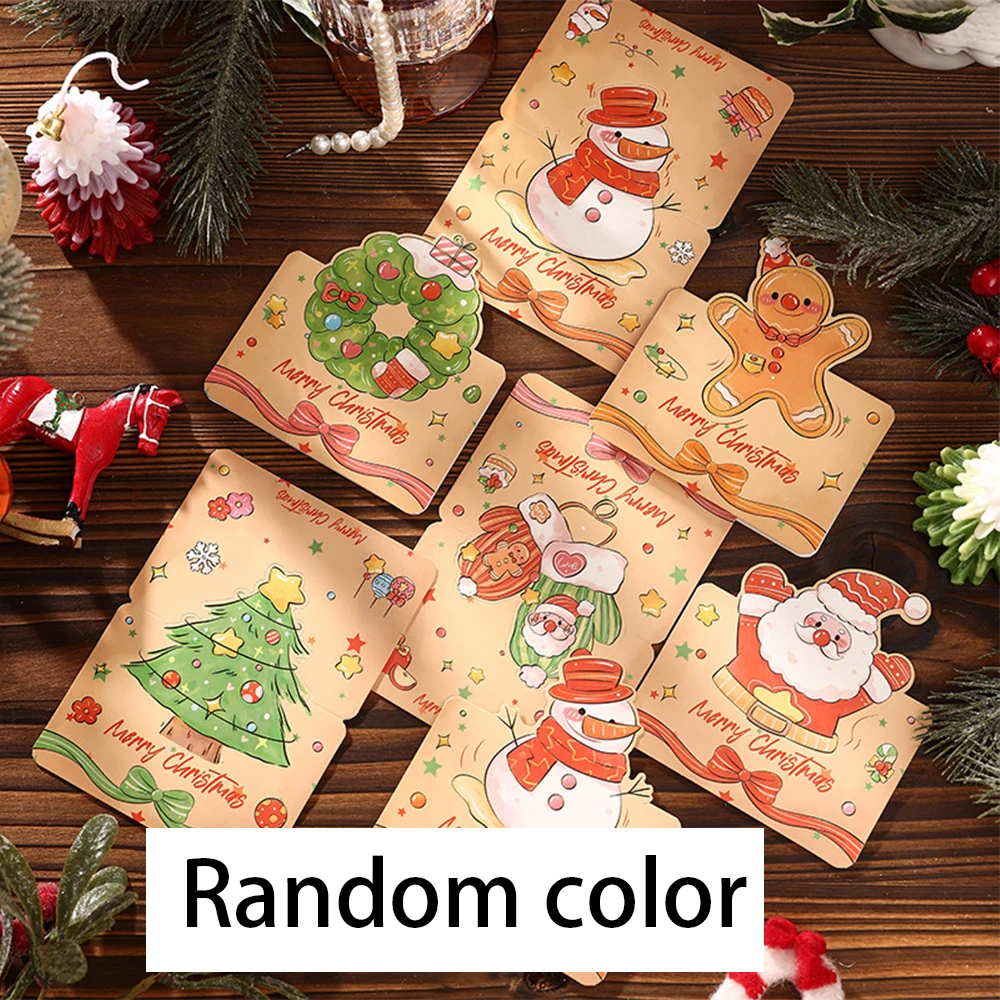 10/30pcs Retro Cartoon Christmas Cards 3D Stereo Greeting Cards Handwritten Xmas Eve Cards Holiday Decor Cards Festival Gifts