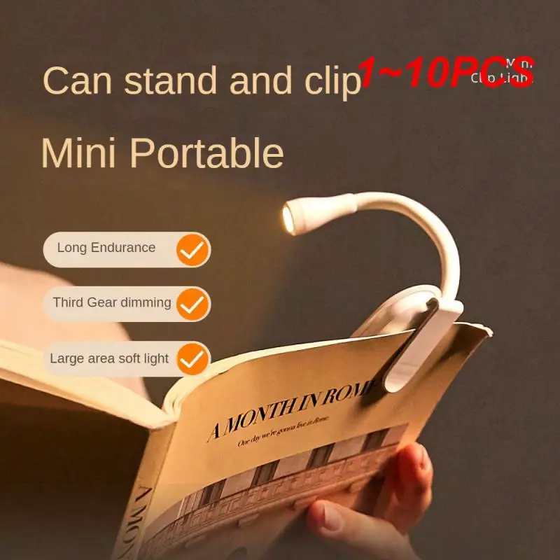 

1~10PCS Book Light Reading Lights for Books in Bed Led Book Night Lamp Rechargeable 3 Color Stepless Brightness Clip on Reading