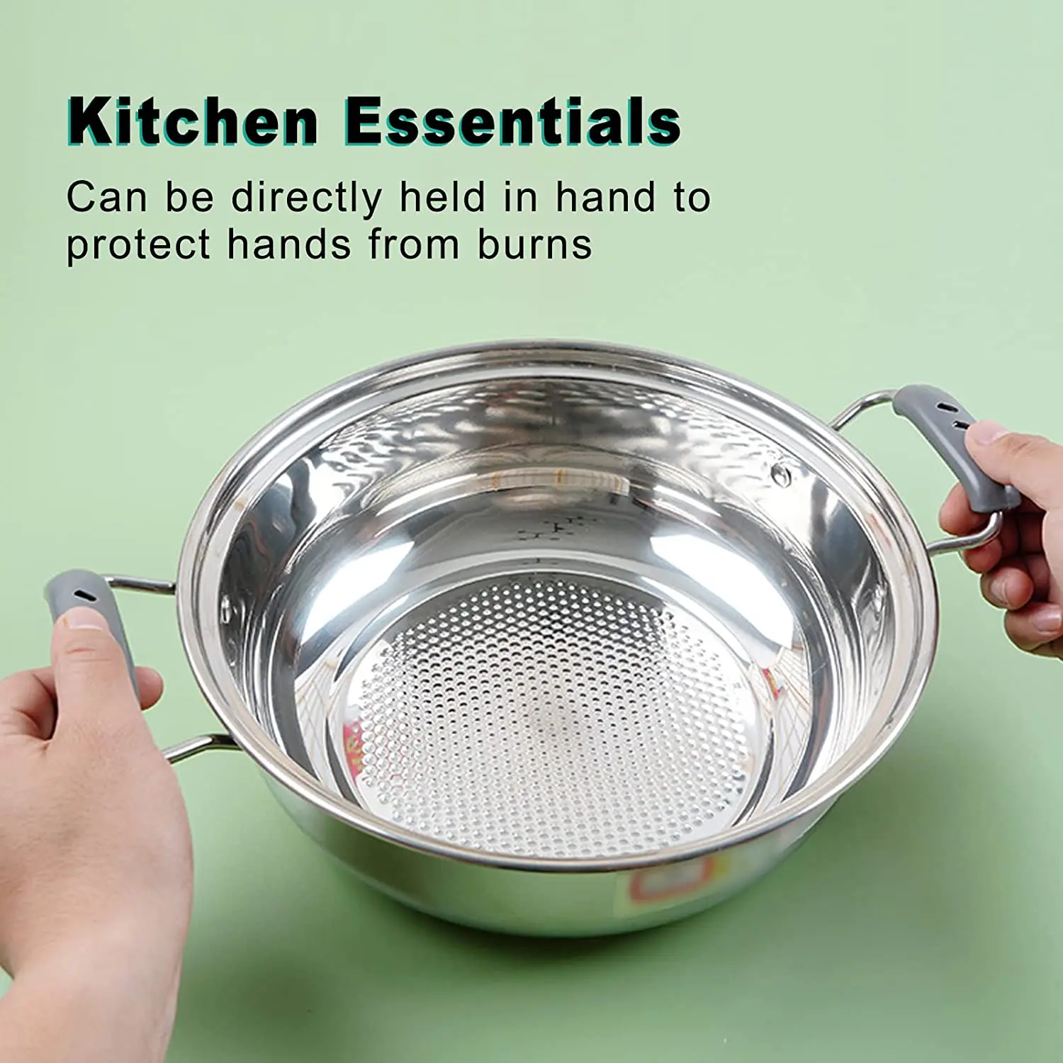 Description Picture 5 of itemSilicone Pan Handle Cover Heat Insulation Covers Pot Ear Clip Steamer Casserole Pan Handle Holder Non-slip Grip Kitchen Tool