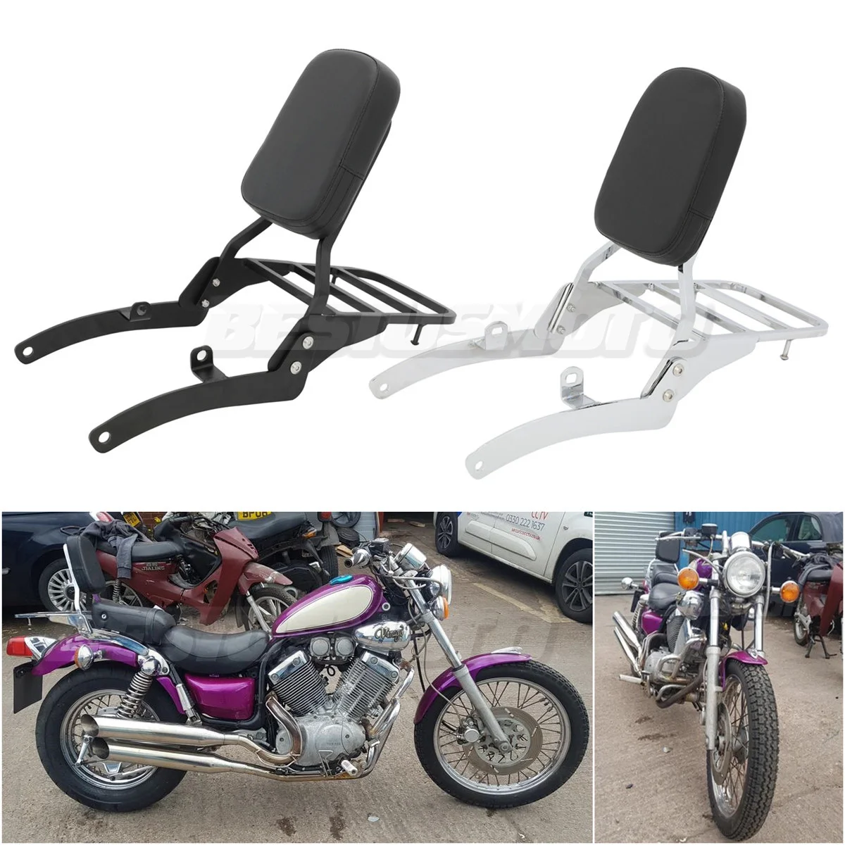 MotorcycleDetachablePassengerRearBackrestSissyBarWithLuggage