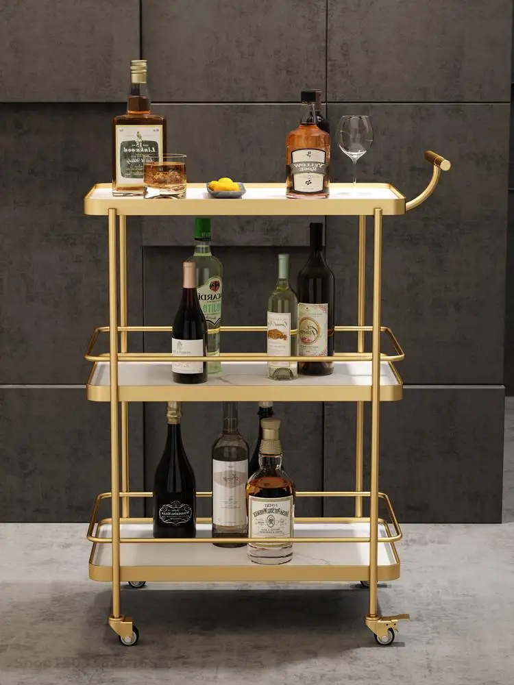 Hotel Restaurant Upscale Wine Cart Three-layer Trolley Cake Tea Cart Home Mobile Food