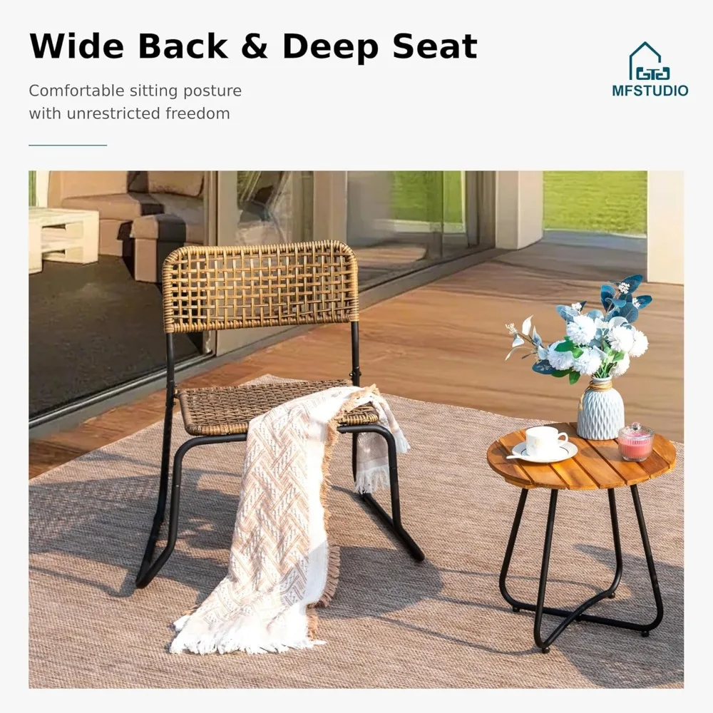 3-Pieces Wicker Bistro Patio Furniture Set for 2 6