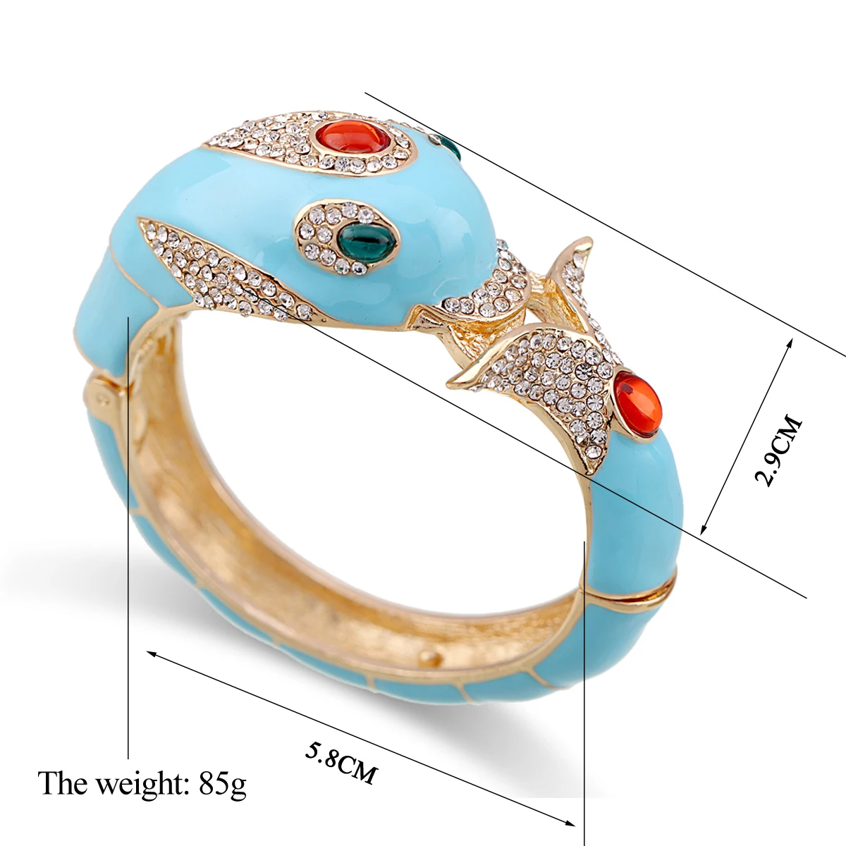 HAHA&TOTO New Arrived Women's Gold Plated with Full AAA Rhinestones Dolphin Animal Bracelet Statement Enamel Bangle 6 Colors 6