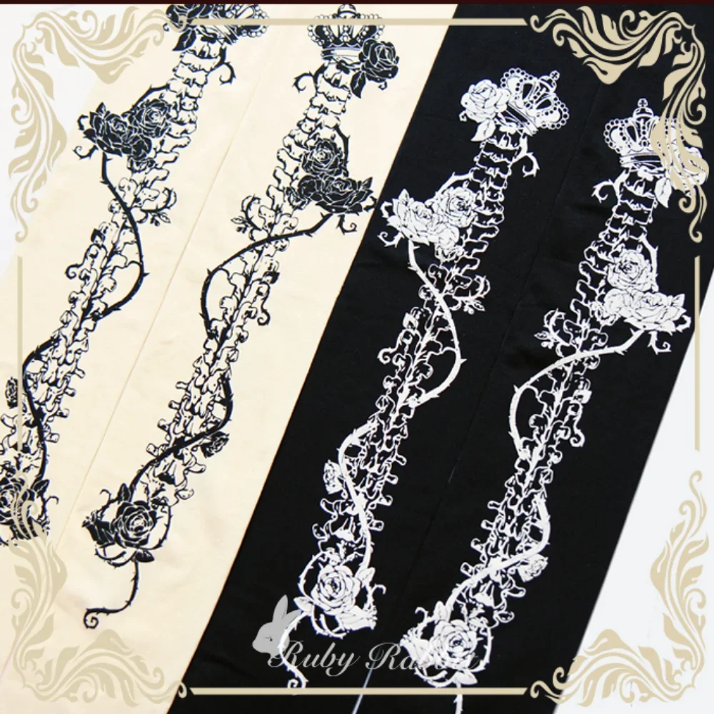 Lolita Printing Pantyhose Stockings Female White Halloween Cosplay Tights Pantyhose Women's Gothic Bottoms Sexy Long Stockings
