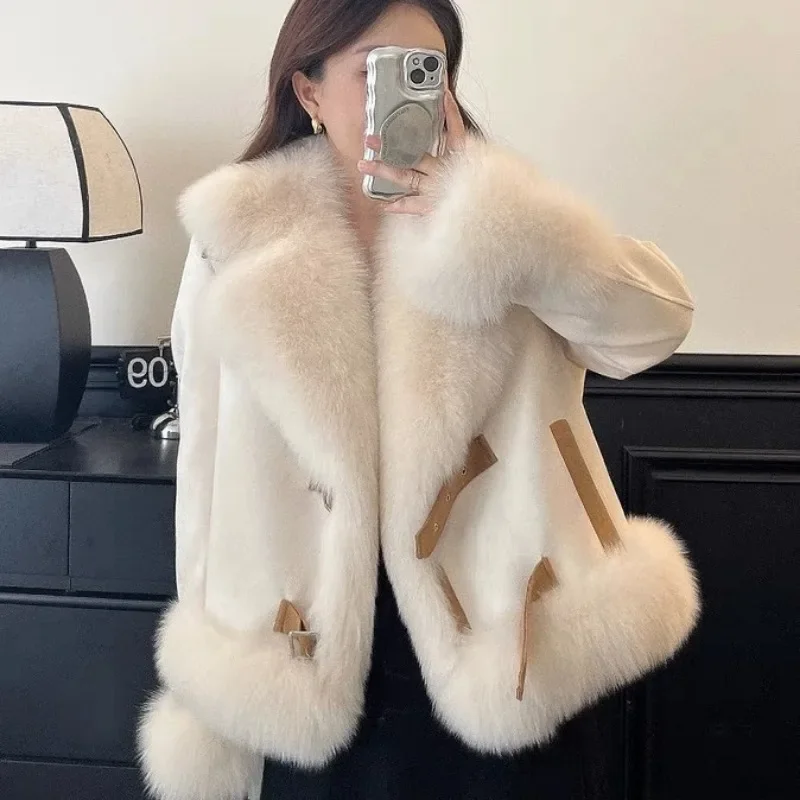 Down Jacket Fur in One 2023 New Winter Imitation Fur High-end Fashionable Short Jacket for Women's