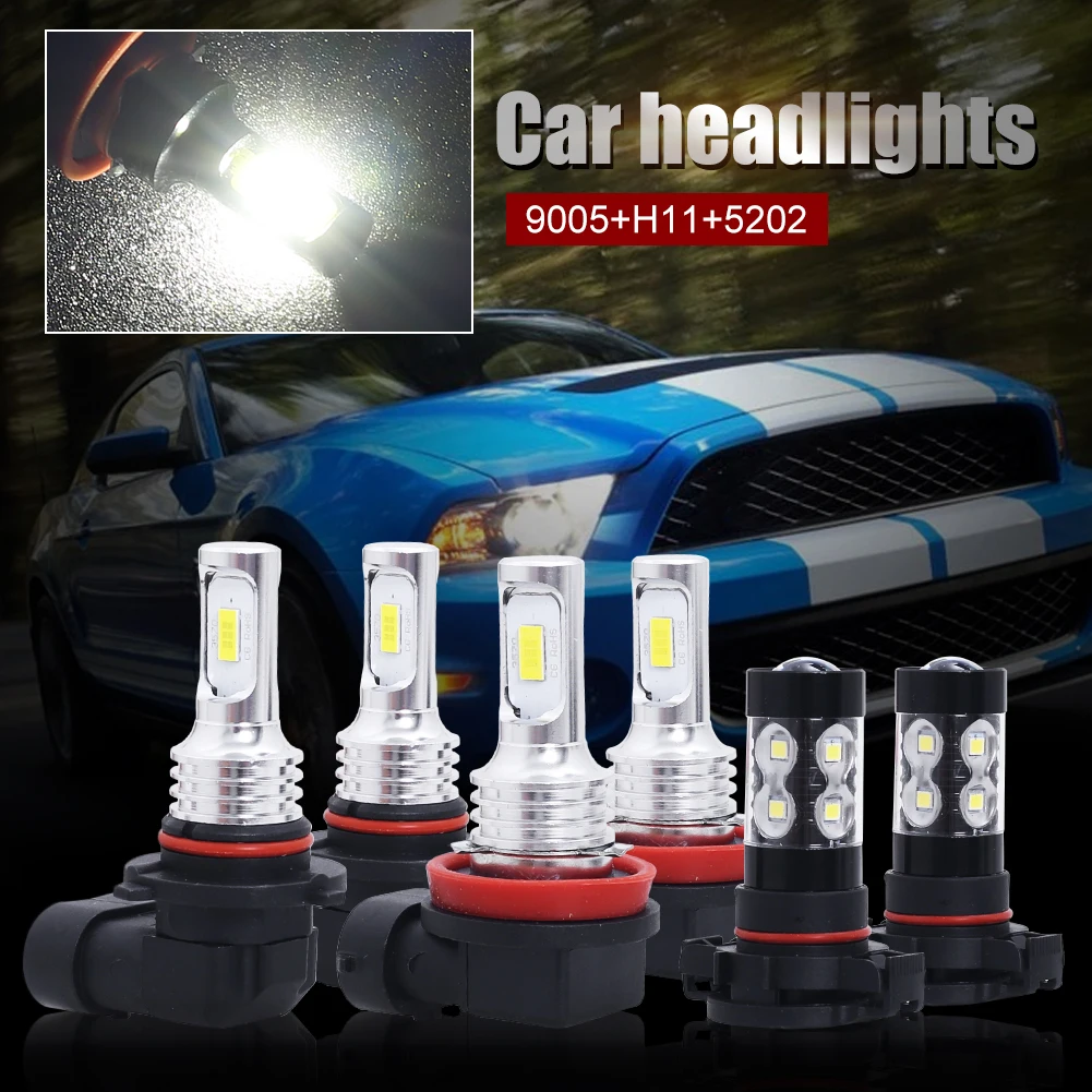 6000K LED Headlight+FOG Light Bulbs Combo Kit For Chevy Suburban Tahoe 2007-2014 