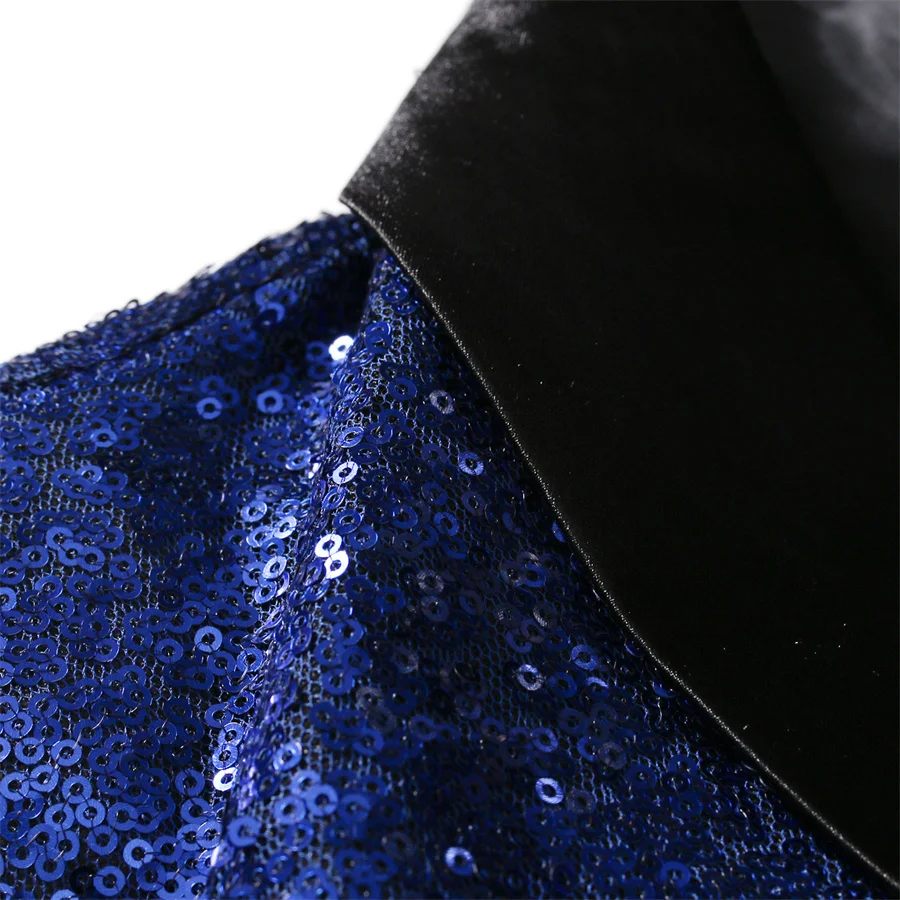 Shiny Blue Sequin Glitter Men's Blazer Nightclub Prom Suit Jacket for Men Costume Homme Stage Clothes for Singers Performance 4