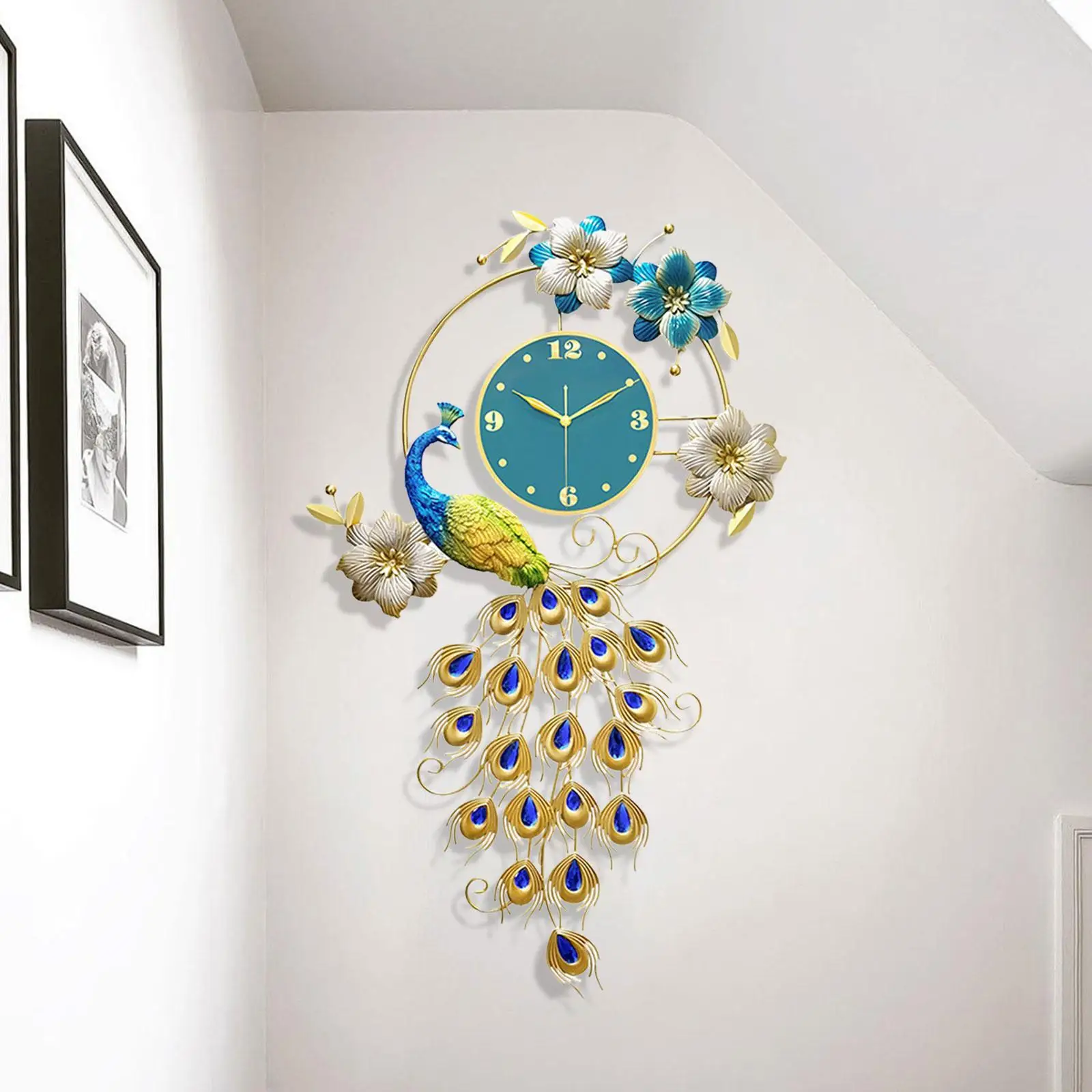 

3D настенные часы Павлин реалистичные большие настенные часы для отеля, спальни, фермерского дома