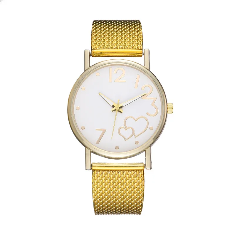 

Elegant Rose Gold Heart Dial Watch Female Simple Temperament Student Waterproof Female High-level Female Luxury Watches Women