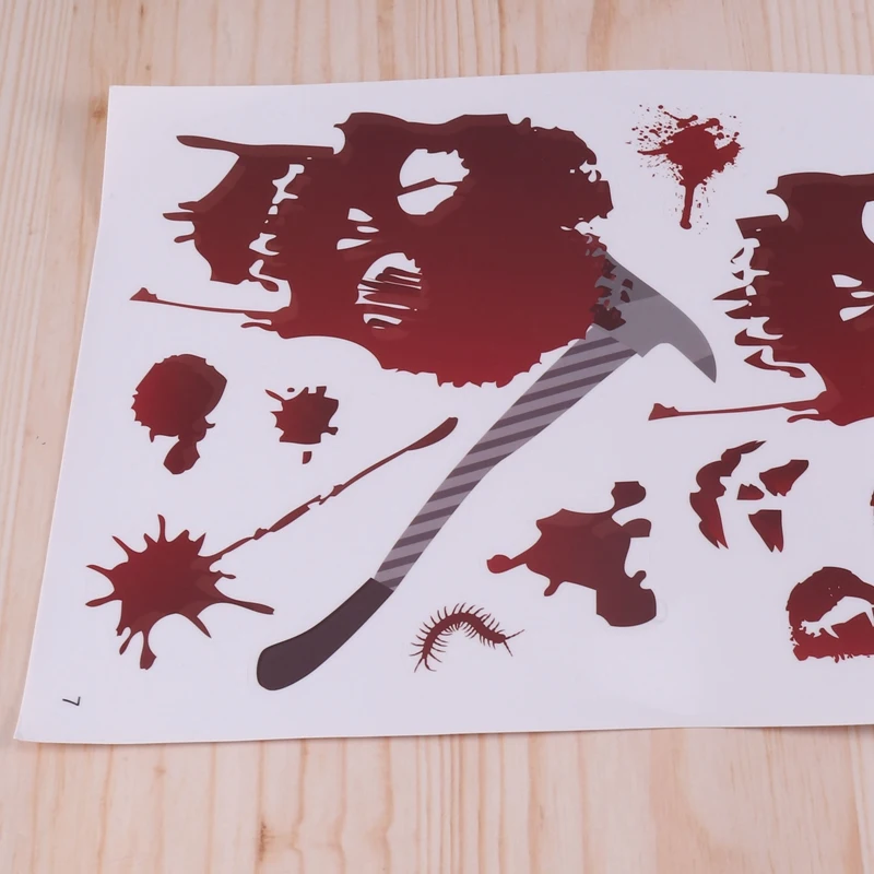 10 Models Bloody Halloween Decorations Window Stickers Horror Decals Bloody Handprint For Halloween Party Decorations