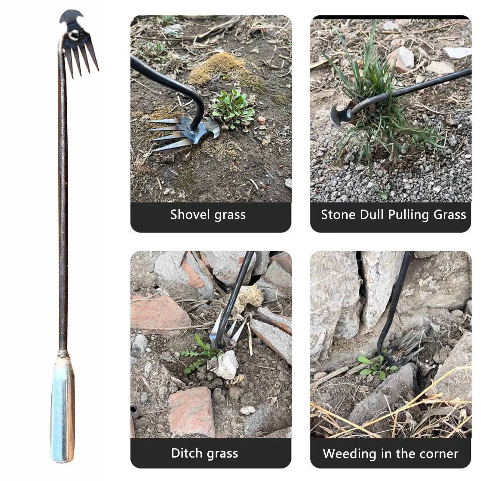 Weeding Artifact Uprooting Weeding Tools Carbon Steel Yard Lawn Weeder Loose Soil Hand Weeding Removal Puller Gardening Tools 5
